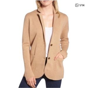 J. Crew Tan Beige Button Front Knit Sweater Blazer Cardigan